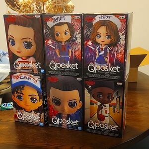 Stranger Things Q posket set (Max, Steve, Robin, Dustin v2, Eleven v1, Lucas v2)